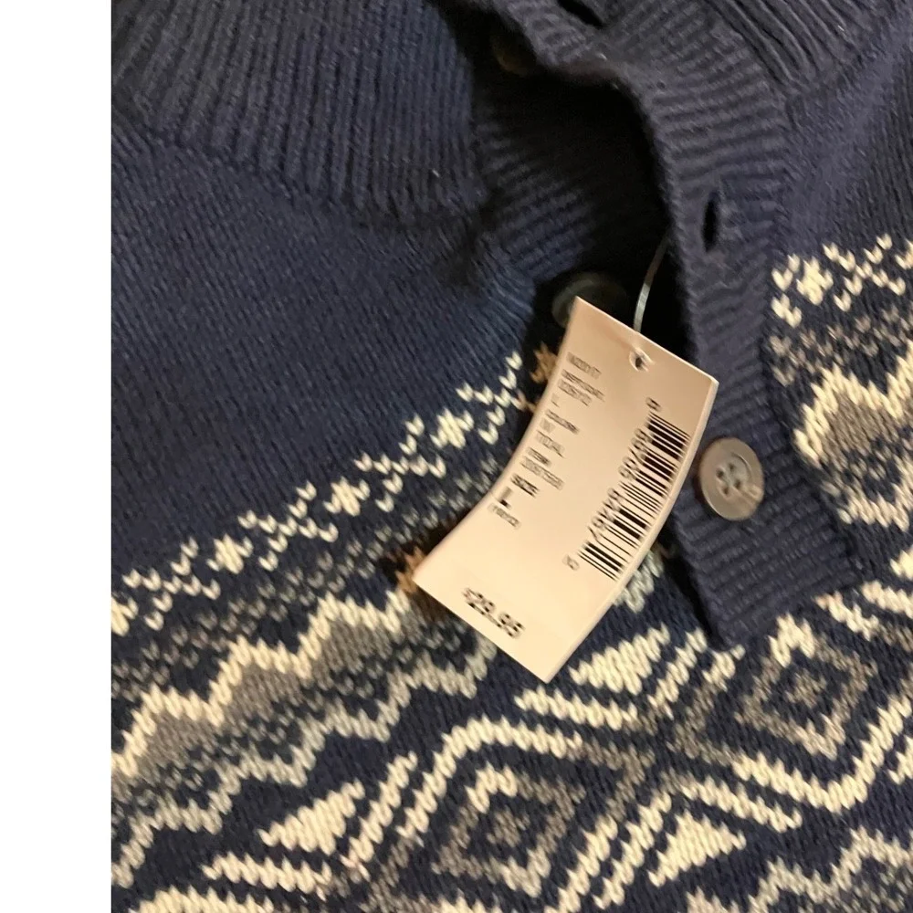 NEW The Childrens Place Boys Navy Fair‎ Isle Knit Mock Neck Sweater L 10 12 NWT